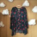 FP FREE PEOPLE Blue Turquoise Long Sleeve High Low Floral Mini Dress Tunic XS
