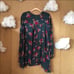 FP FREE PEOPLE Blue Turquoise Long Sleeve High Low Floral Mini Dress Tunic XS