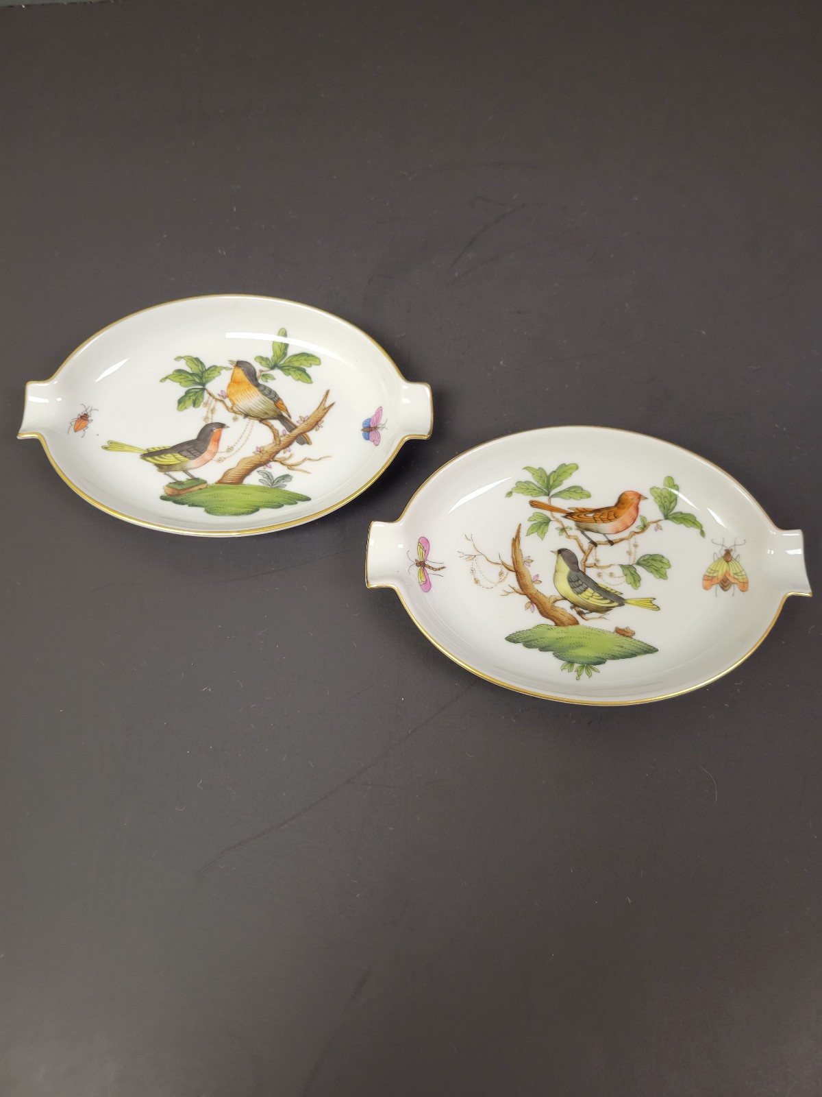 Herend Hand Painted Rothschild Bird Ashtrays