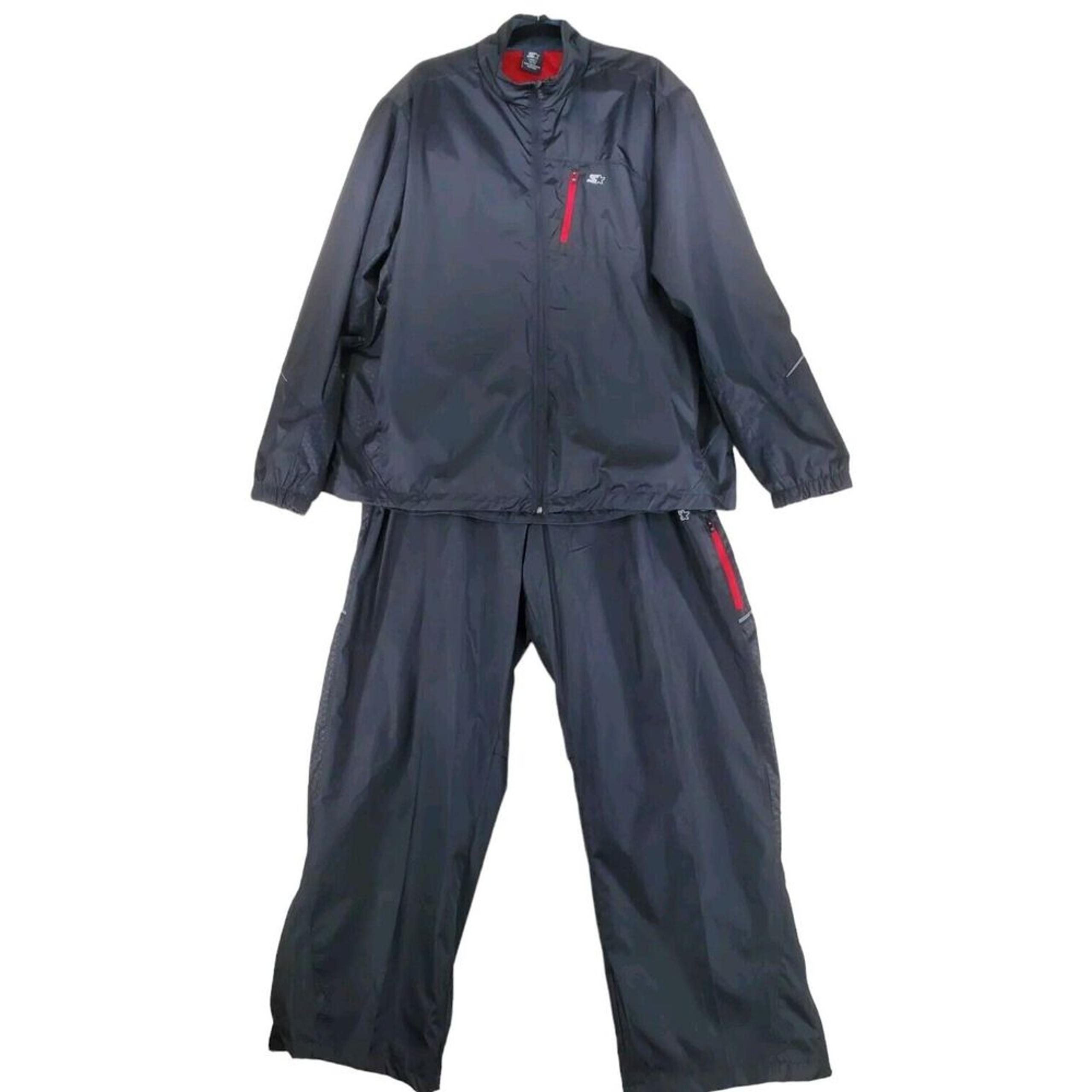 Starter Tracksuit Mens Jacket 2XL Pants XL Vented Windbreaker Lined Zip Up