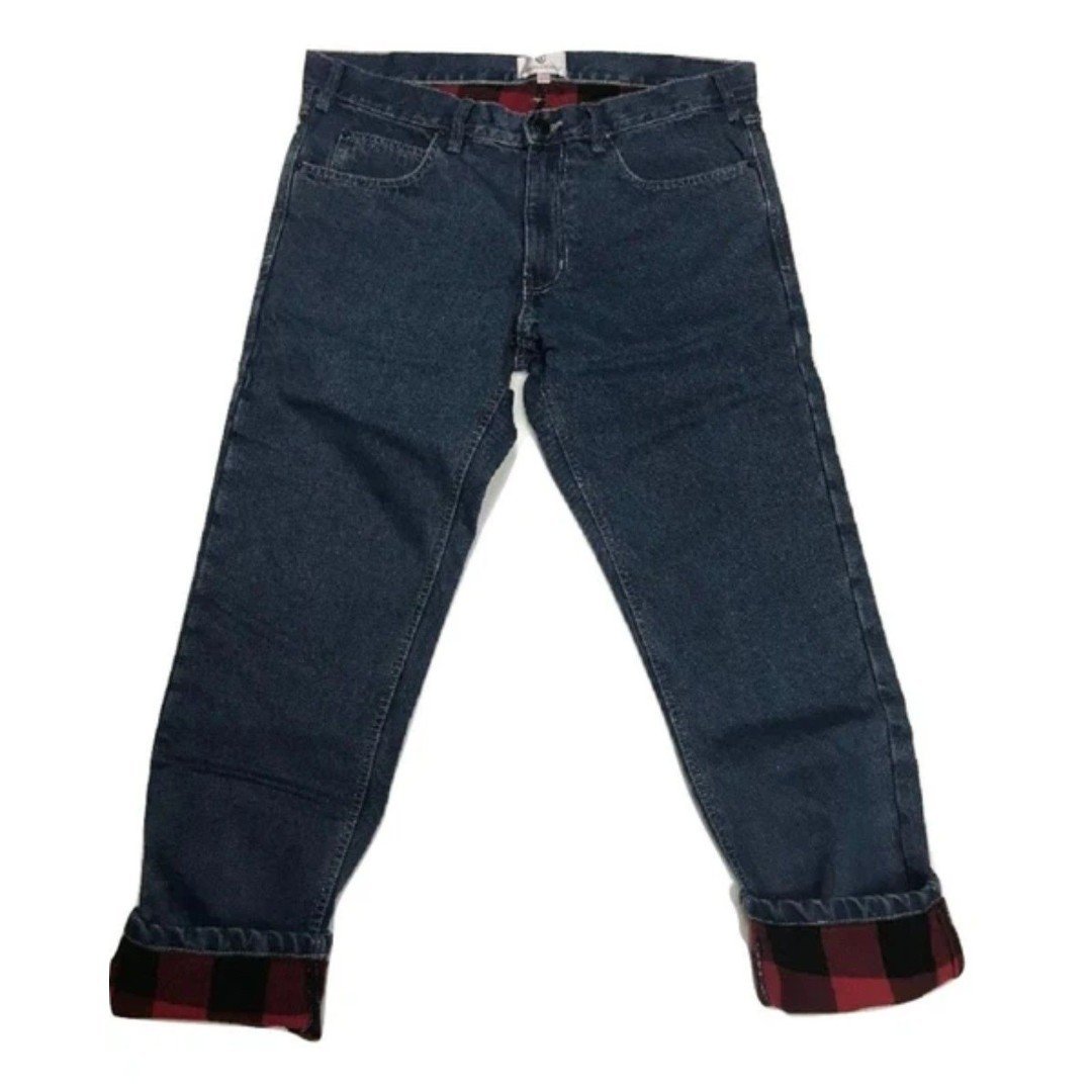 Insulated Gear Carpenter Flannel Lined Denim Blue Work Pants Jeans Sz 32/32