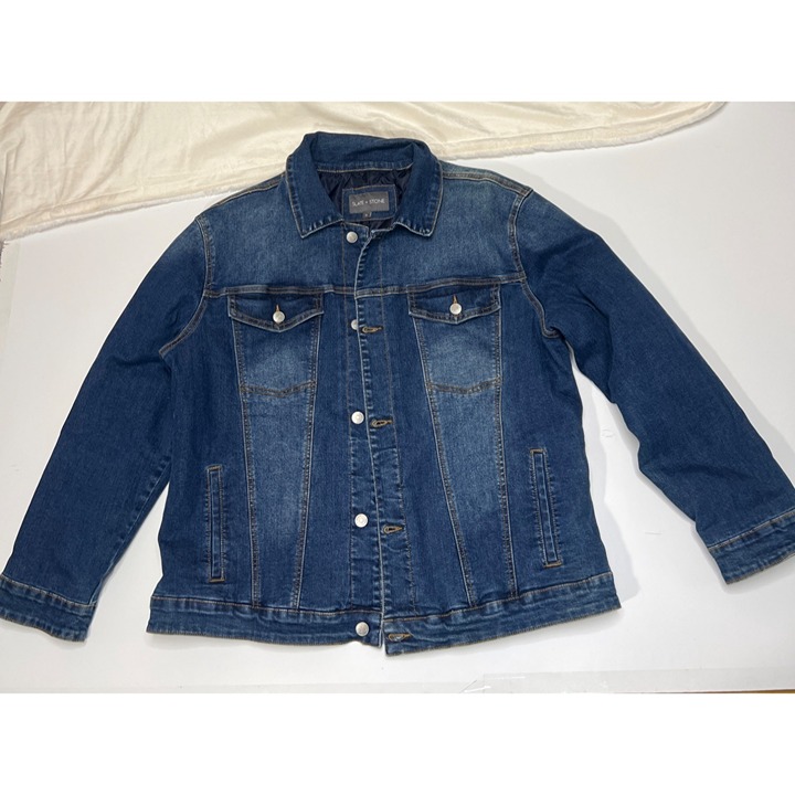 Slate & Stone Trucker Jacket Mens XLarge Distressed Denim Quilted Lined Buttons