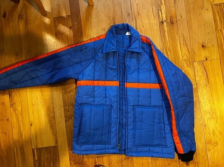 Vintage Retro 80’s CB MSI soft shell ski coat L, blue/orange stripe, great shape