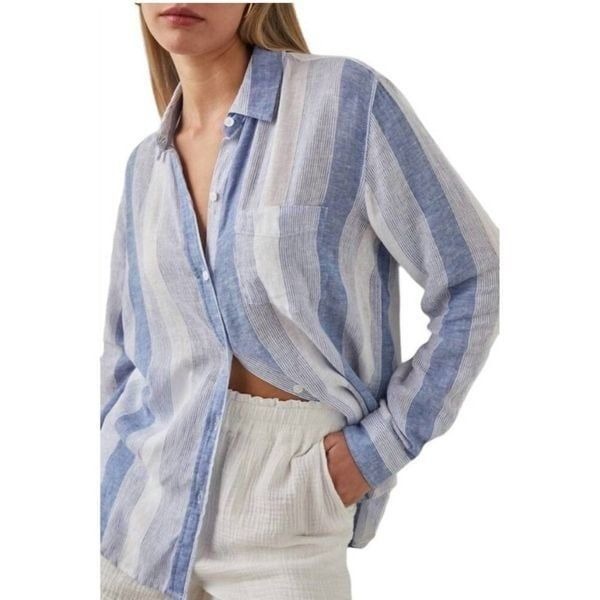 NWT Rails Charli Linen Top Nevis Stripe Size Large