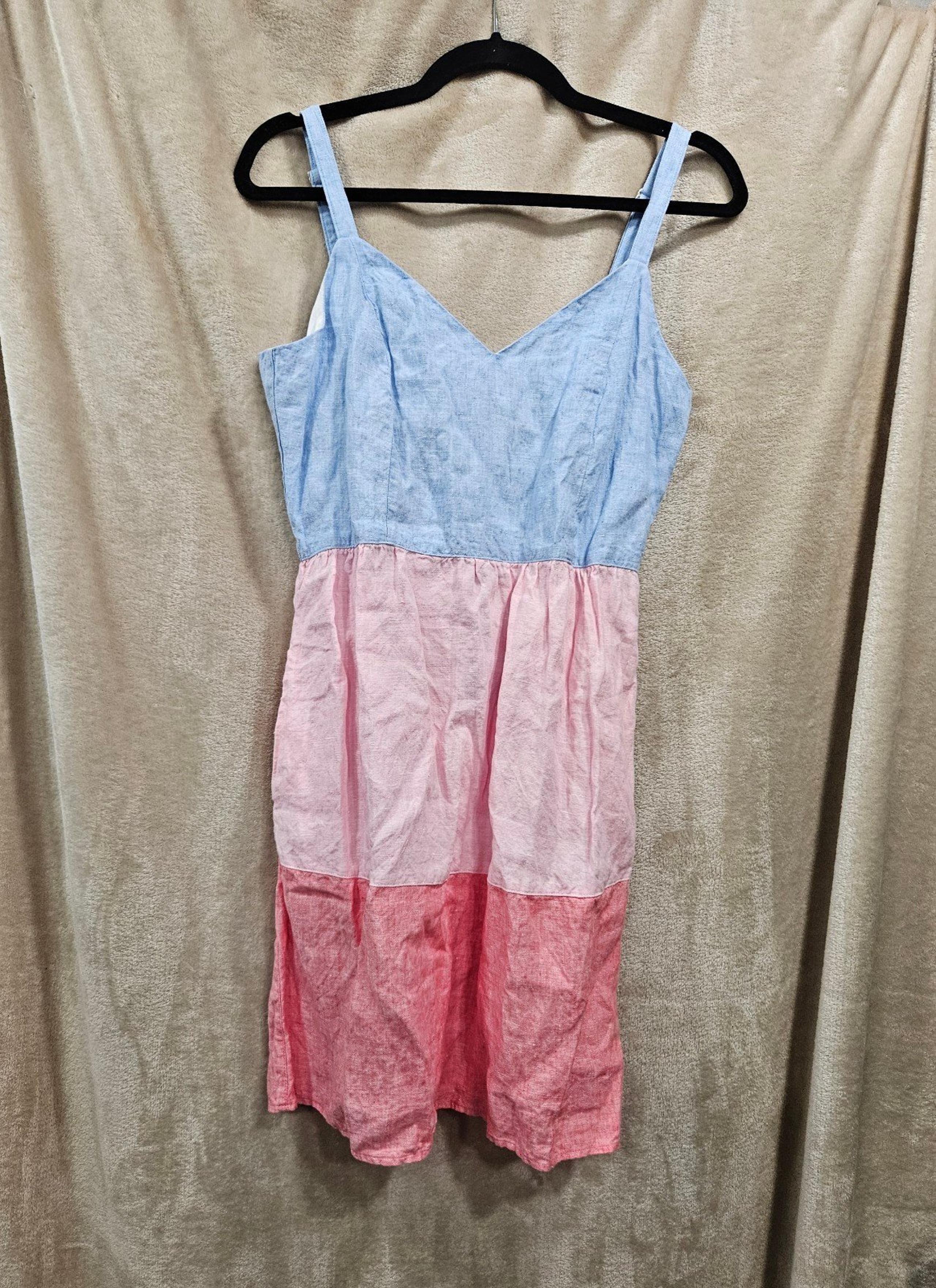 Cynthia Rowley Pink & Blue Linen Dress with Pockets