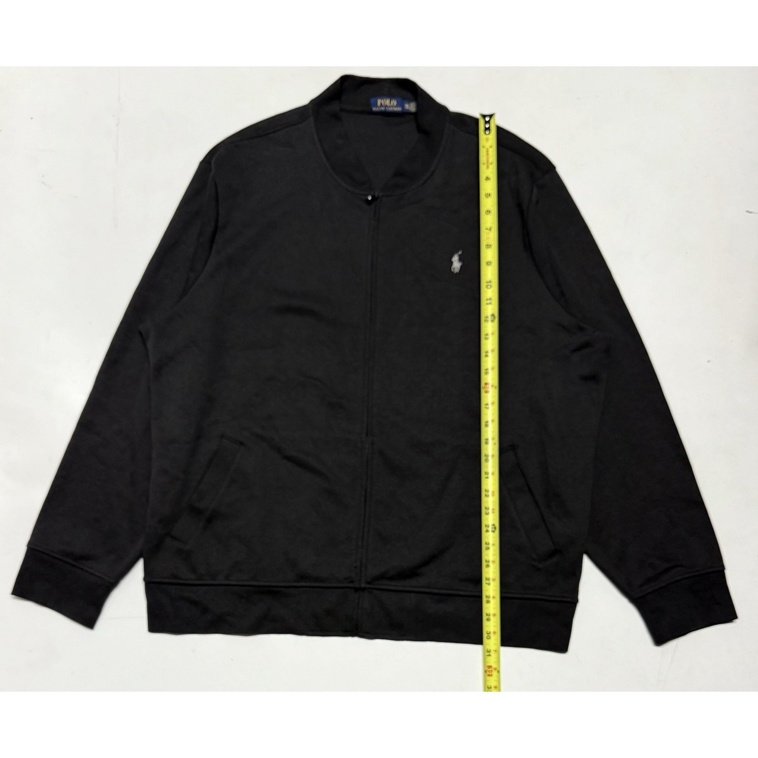 Polo Ralph Lauren Men's XXL Full Zip Bomber Jacket Polyester Cotton Black