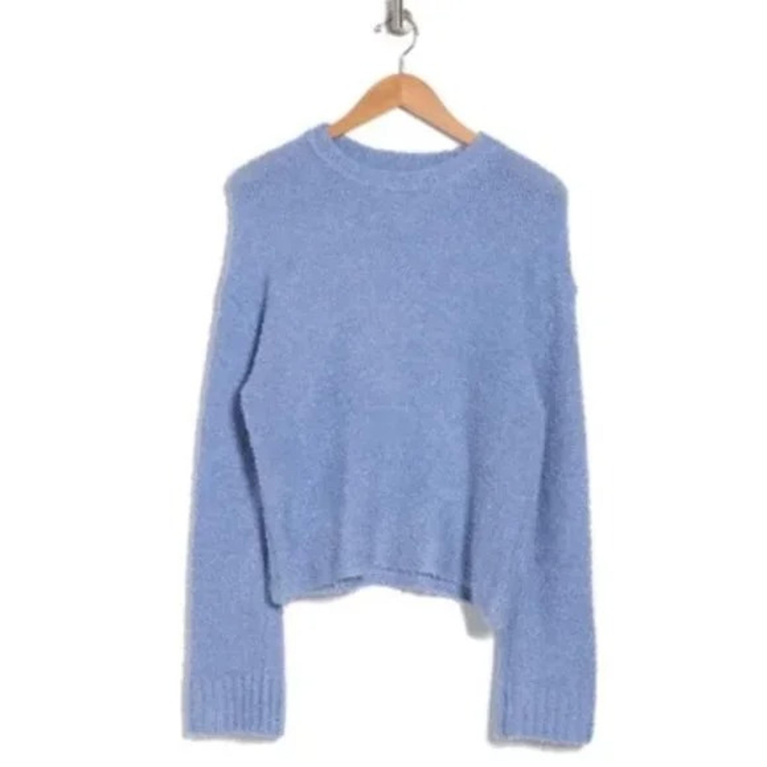 NWT Abound Women's Crew Neck Boucle Knit Sweater Blue Size Large $45 G412