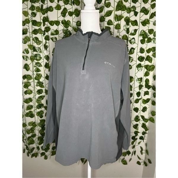 Columbia Gray Long Sleeve Mock Neck 3/4 Zip Pullover Fleece Jacket Size XXL