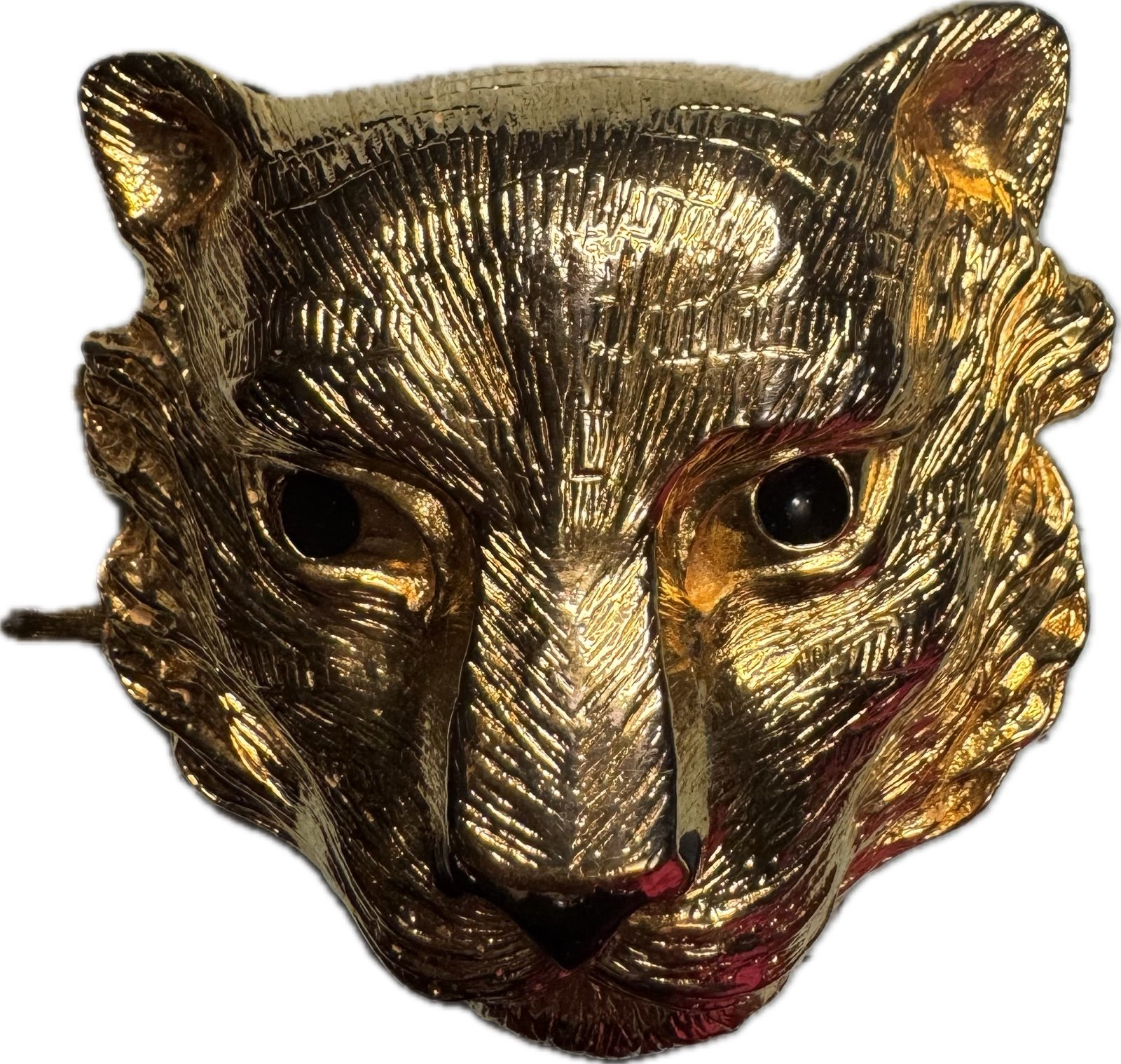 Vintage 1980s Belt Buckle Gold Tone Lion Lioness Cat Head