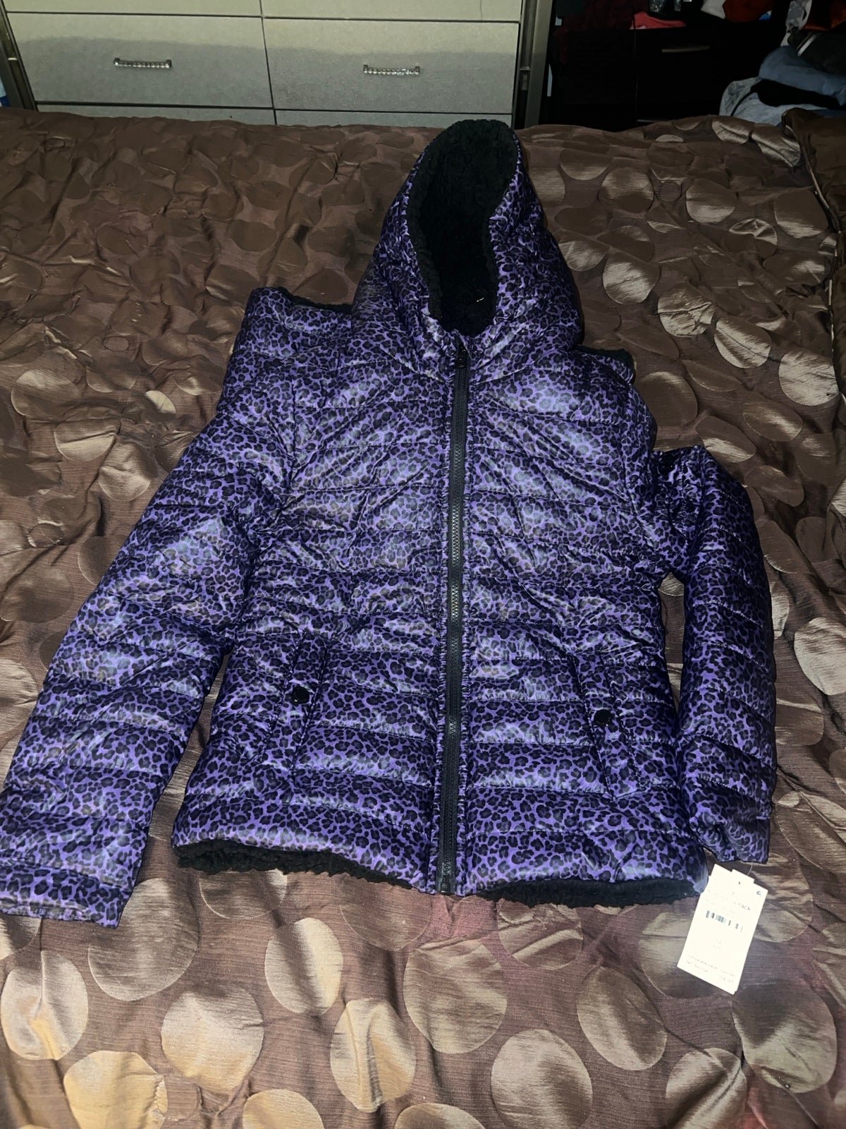 2 Purple cheetah print Michael kors girls coat size 14