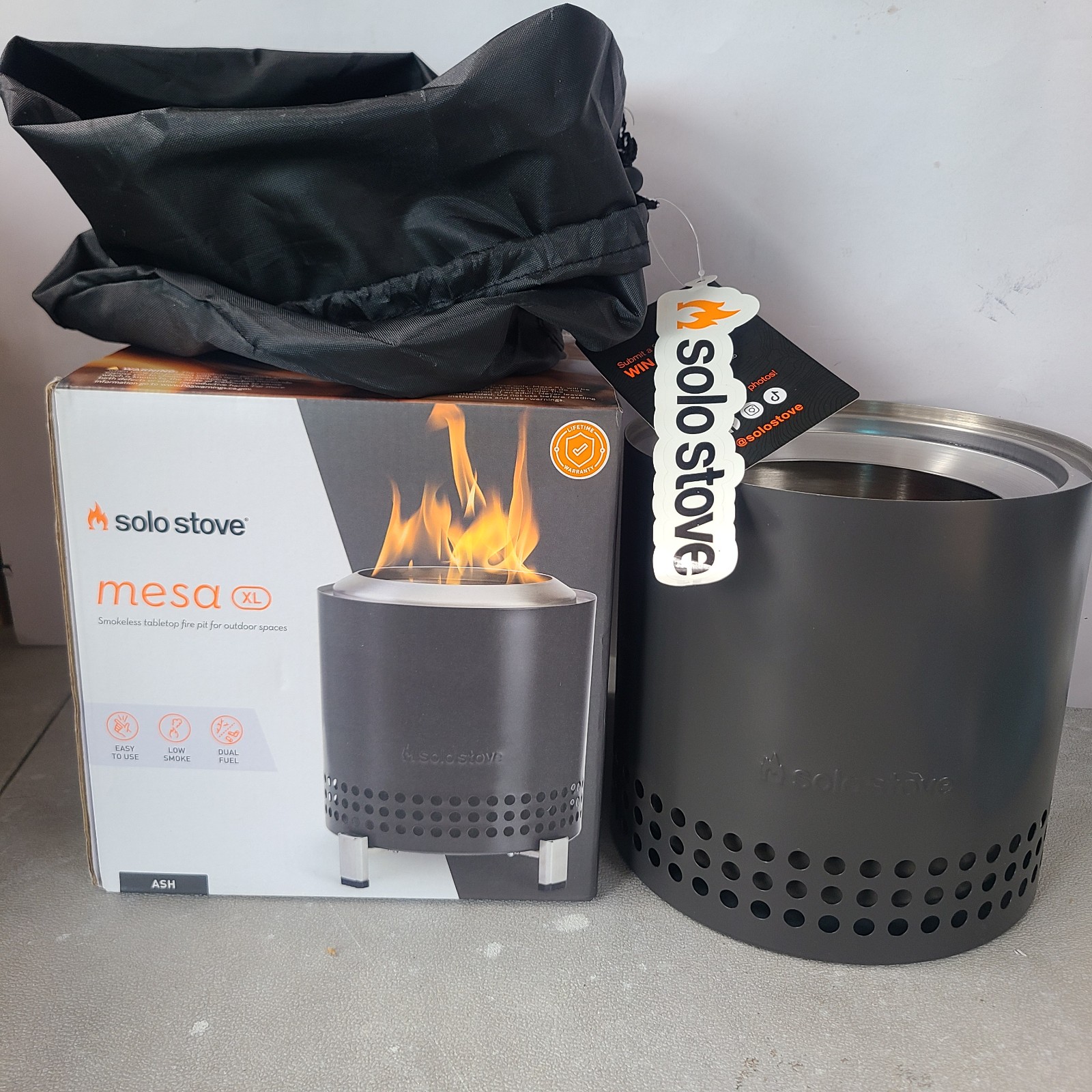 Solo Stove Mesa XL Smokeless Tabletop Fire Pit Dual Fuel In Black/Ash Color NEW