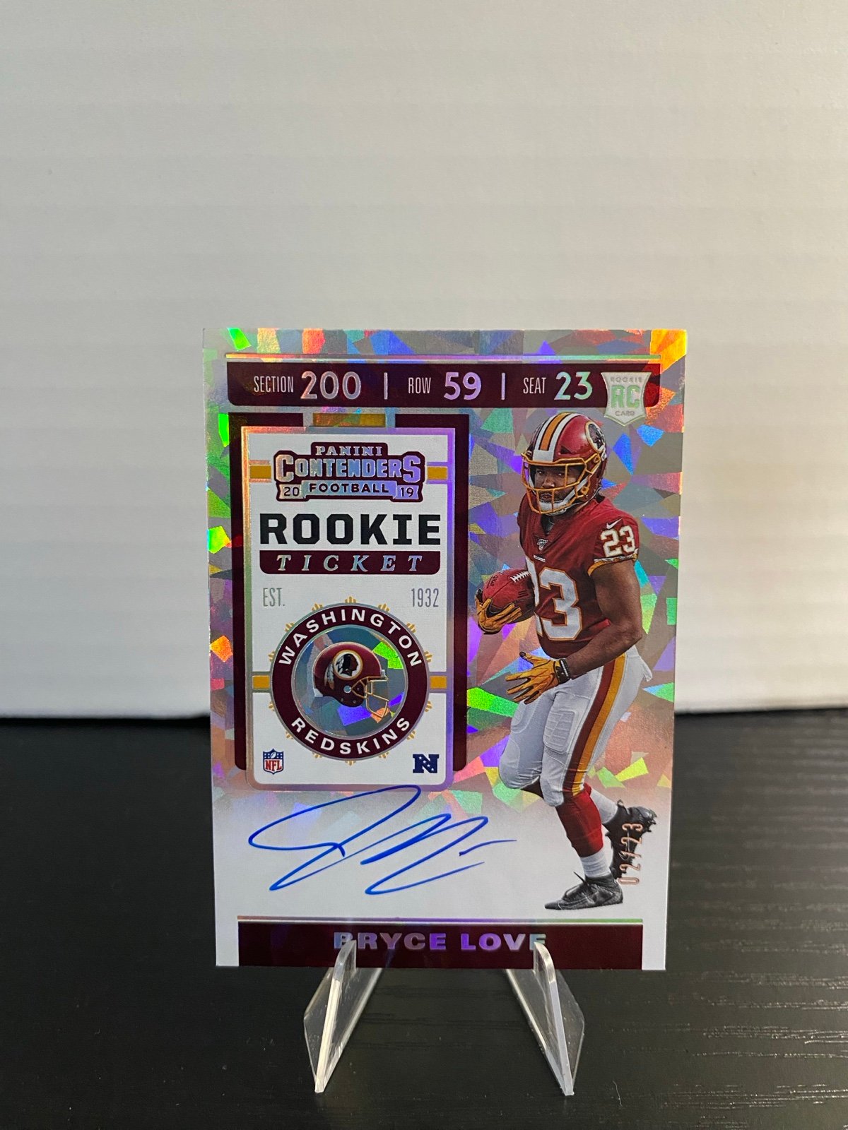 2019 Contenders Ticket RPS Variation Cracked Ice /23 Bryce Love Rookie Auto RC