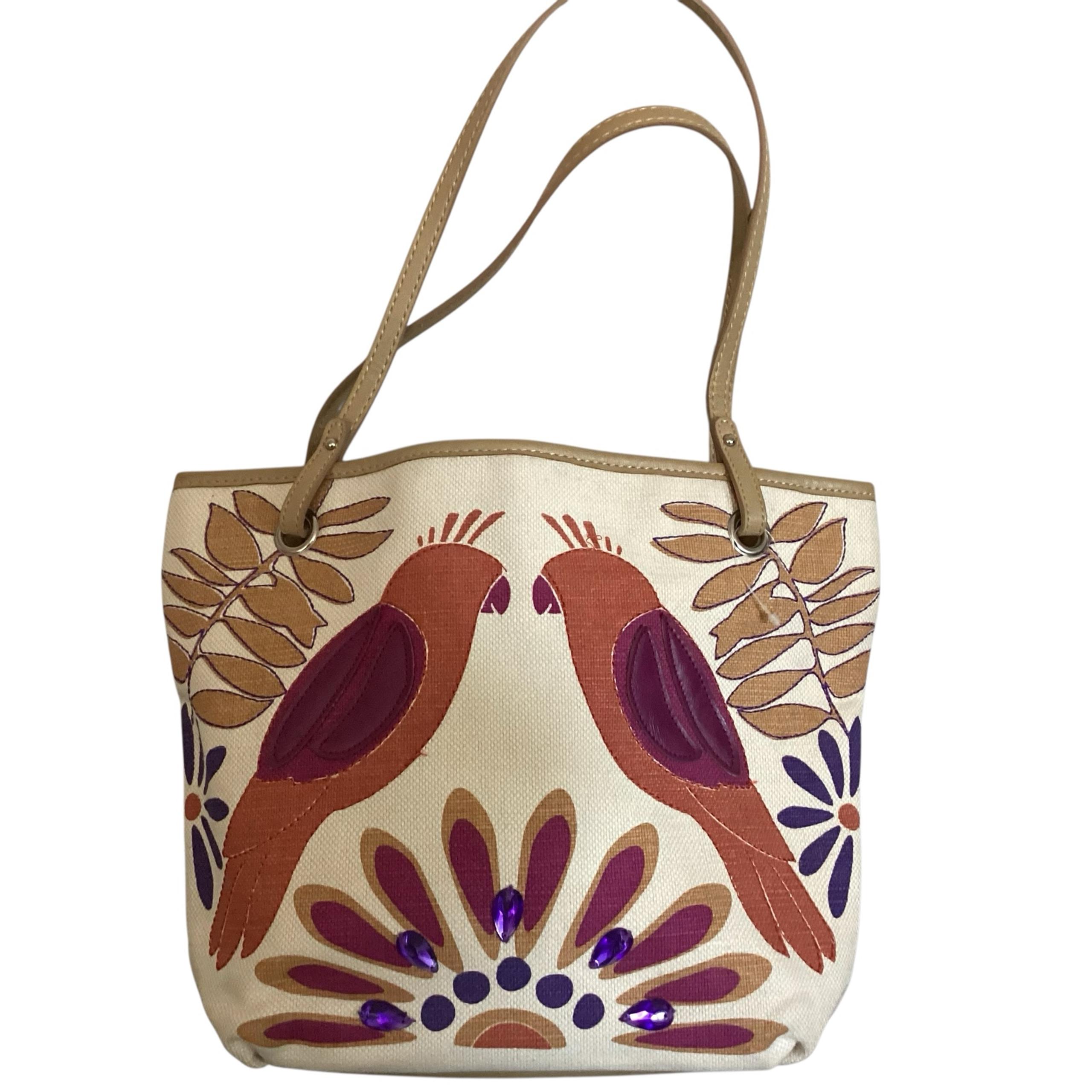 Relic Parrot Bird Boho Appliqued Canvas Tote Bag NWOT
