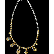 Silver & Yellow and amber colored Rhinestone 16” Necklace & Bracelet Set Adjusta