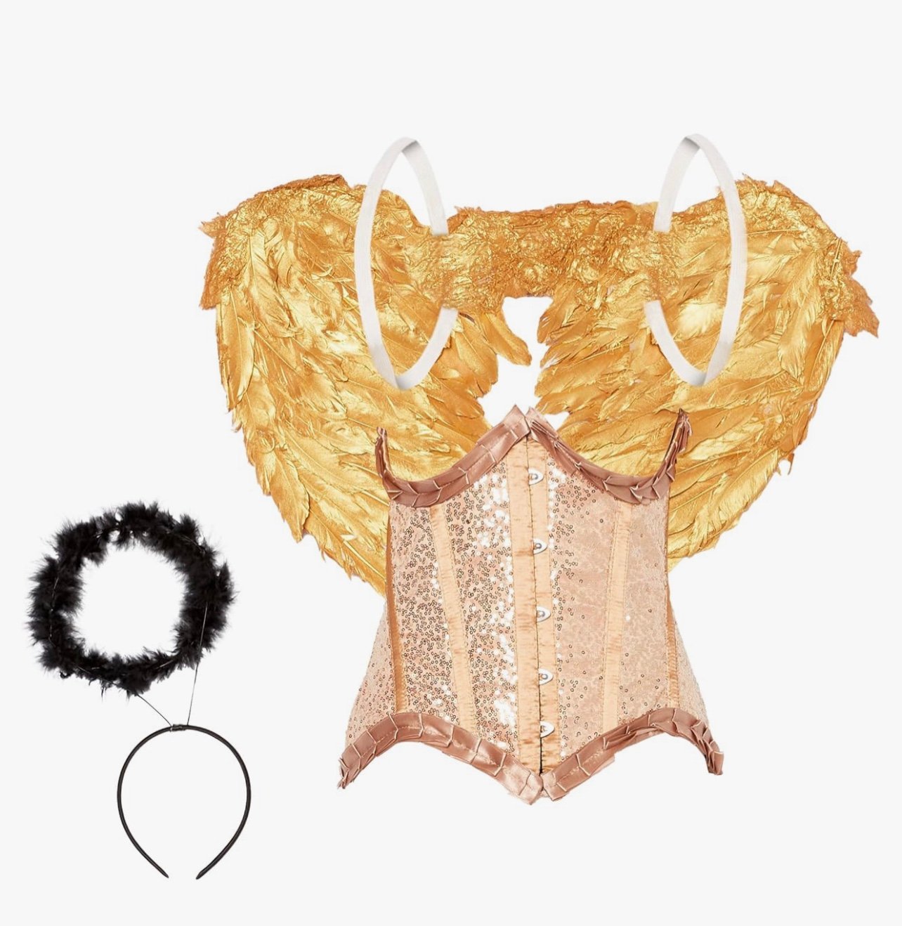 New- Daisy corsets Womens Top Drawer 3 Pc Golden Angel Corset Costume