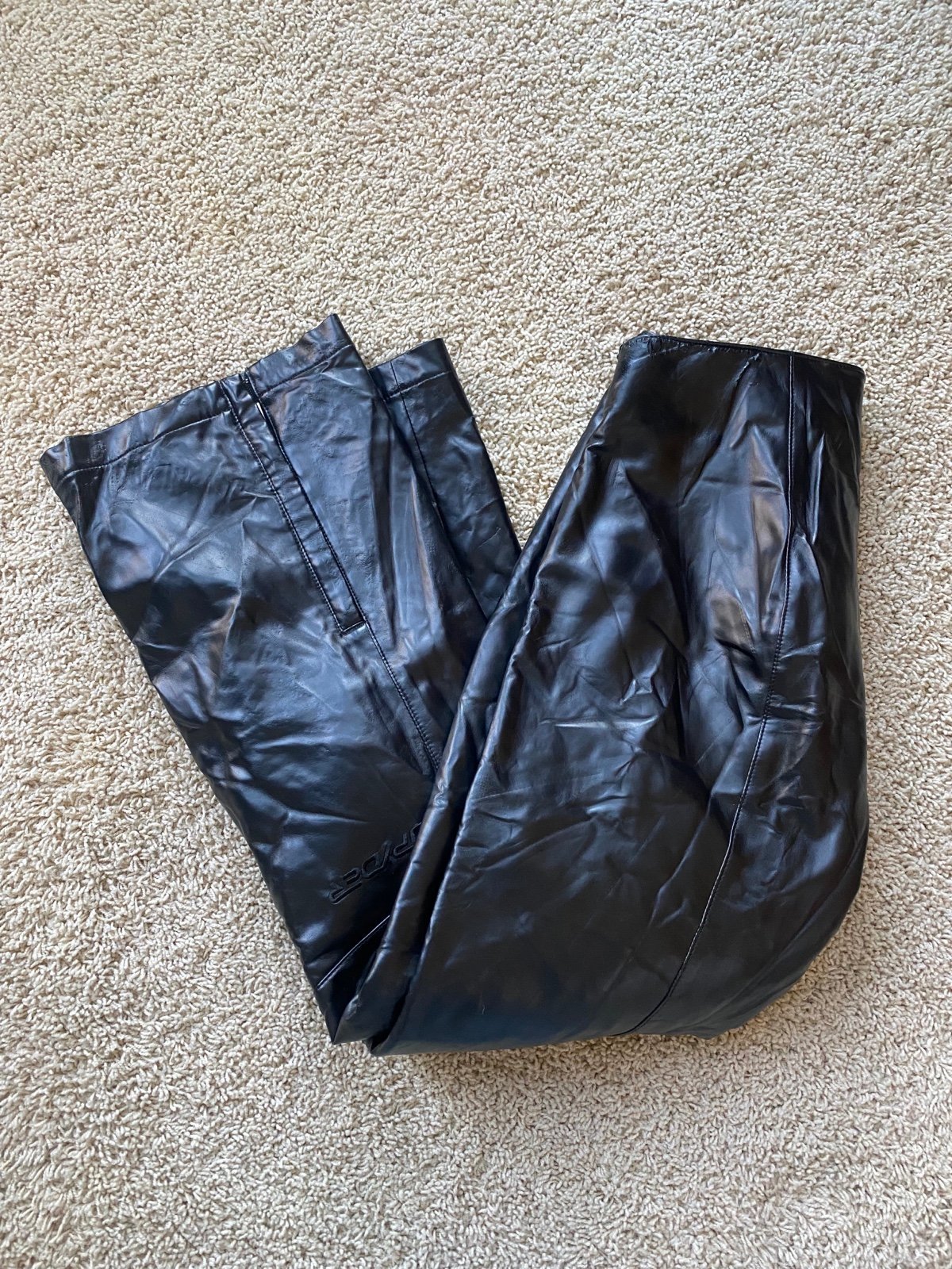 SPYDER Womens Snowboard Ski Pants Faux Leather Black Size 6 Read Description