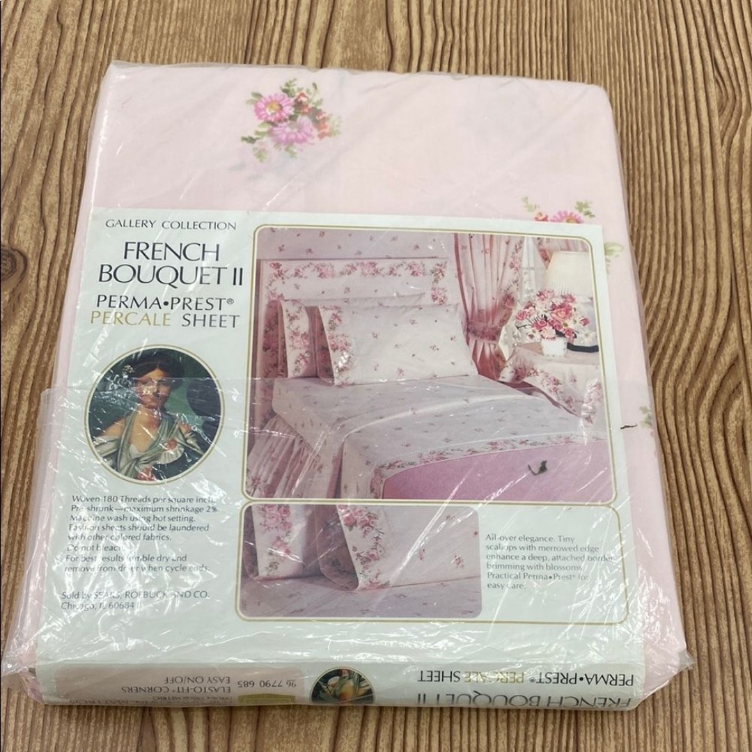 Vintage Sheet French Bouquet II Fitted Pink