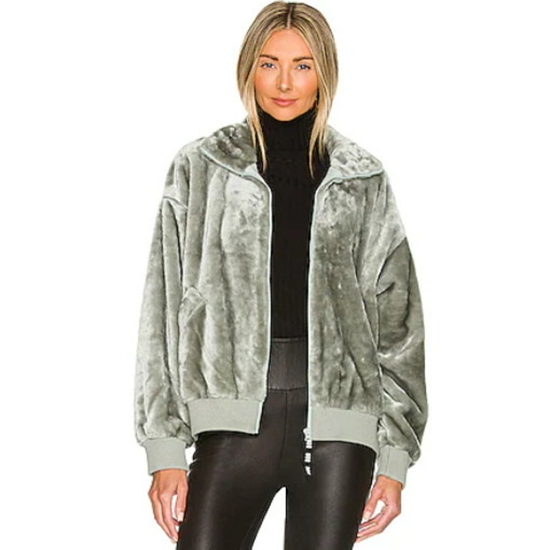 UGG Laken Fleece Jacket Relax Full Zip Green Women's L