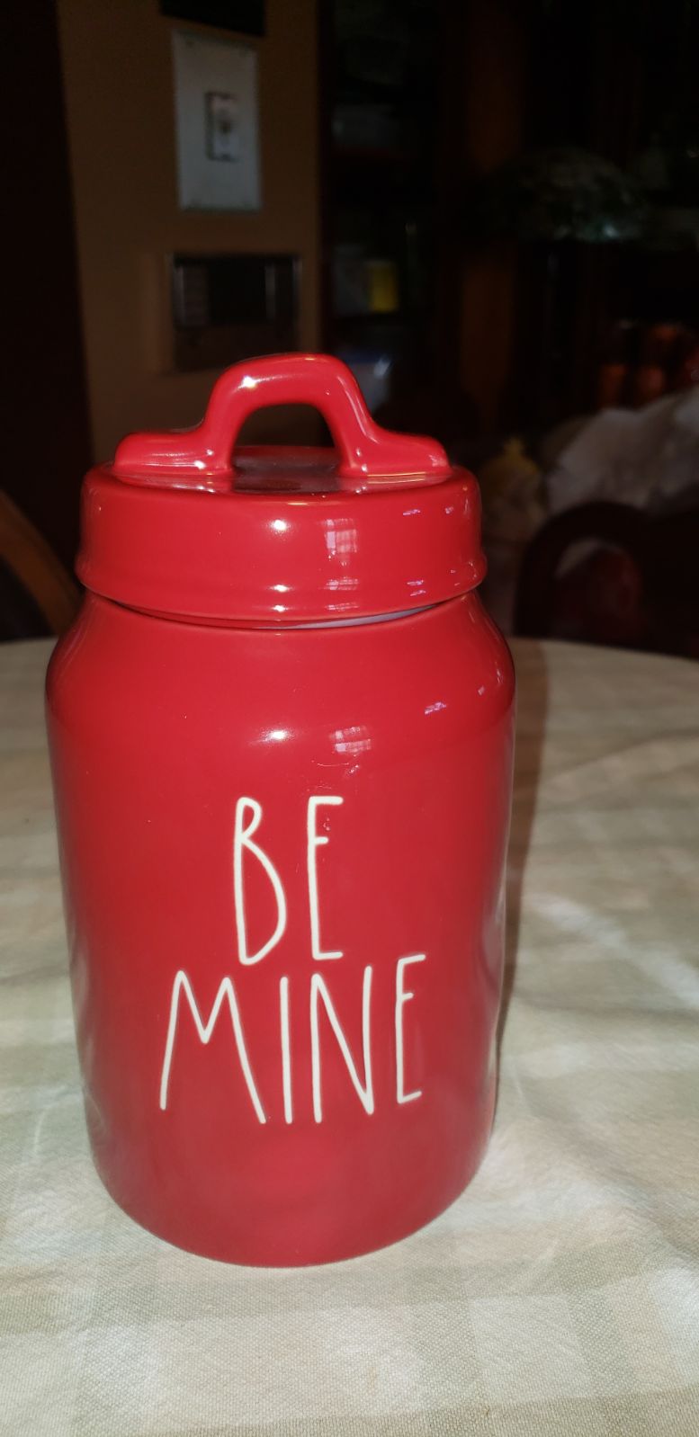 Rae Dunn be mine canister