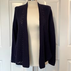 Anthropologie NWT Rosie Neira Navy Pointelle Cardigan, size Medium
