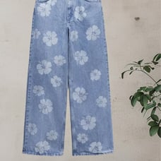 NWTZARA SIZE [4US , 36EUR ] WIDE LEG FLOWER PRINTED JEANS
