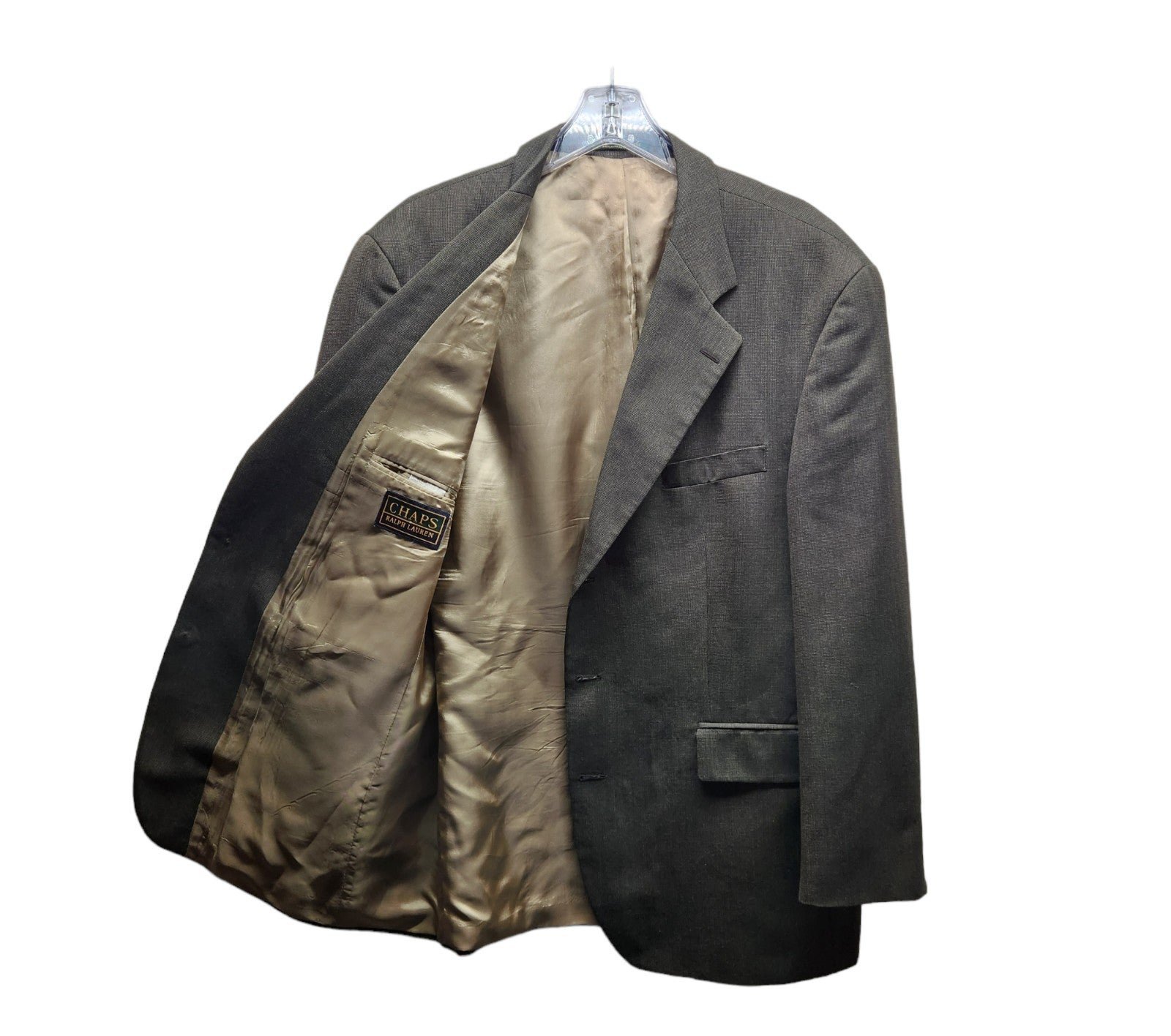 Chaps Ralph Lauren Men’s 46R Brown Wool Tweed Sport Coat Blazer Suit Jacket VTG