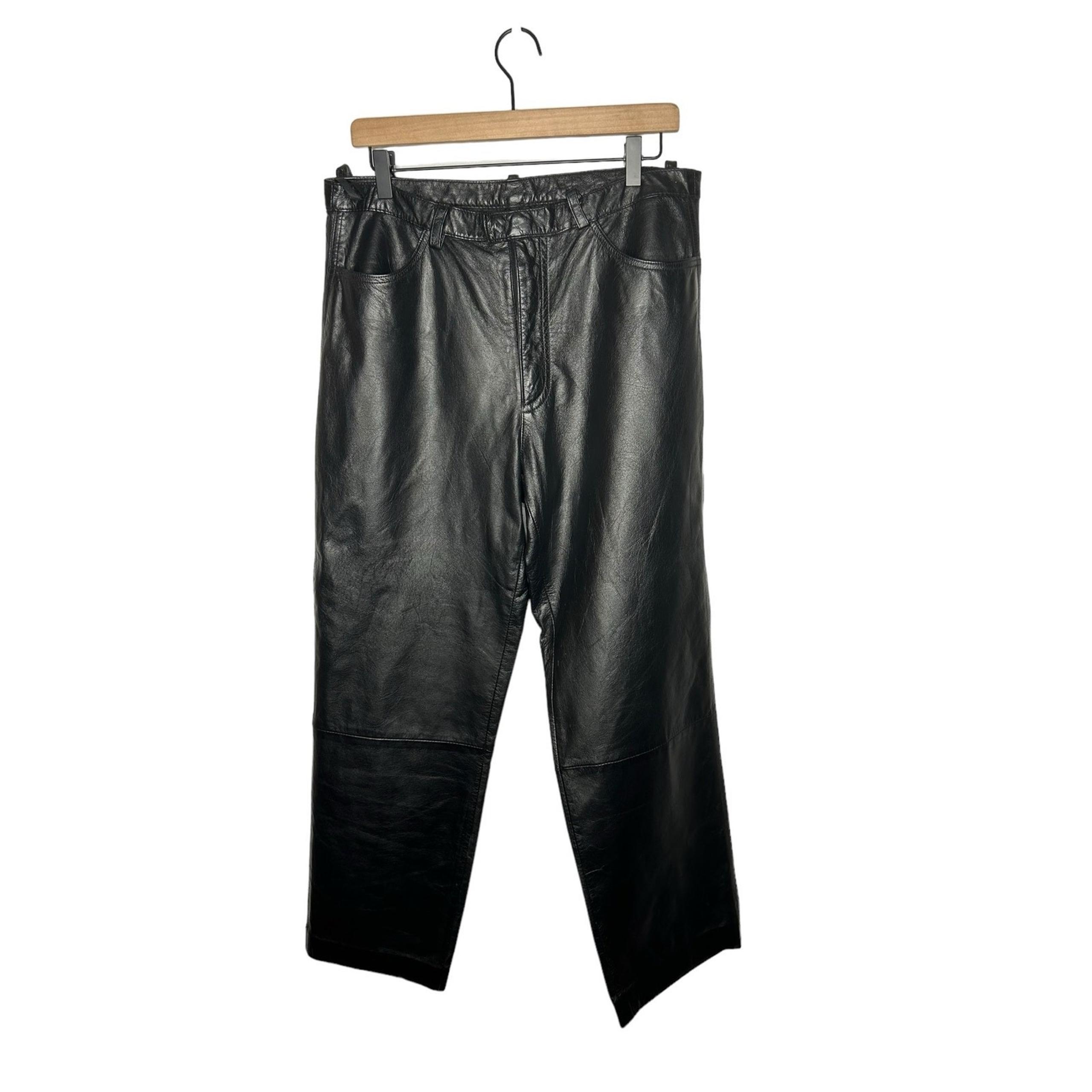 Reaction Kenneth Cole mens 100% leather black pants sz 32
