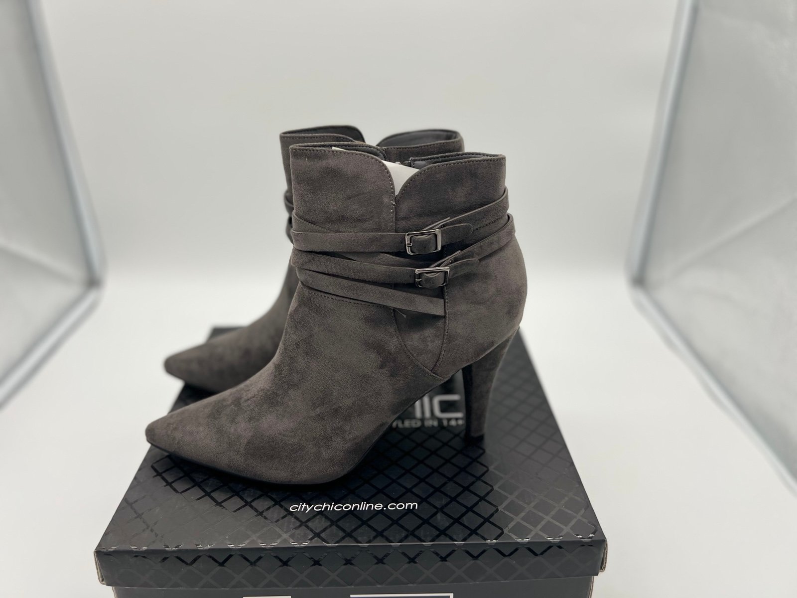 City Chic WIDE FIT ANKLE BOOT SULTRY,IN STEEL,SIZE 42 US 11.5