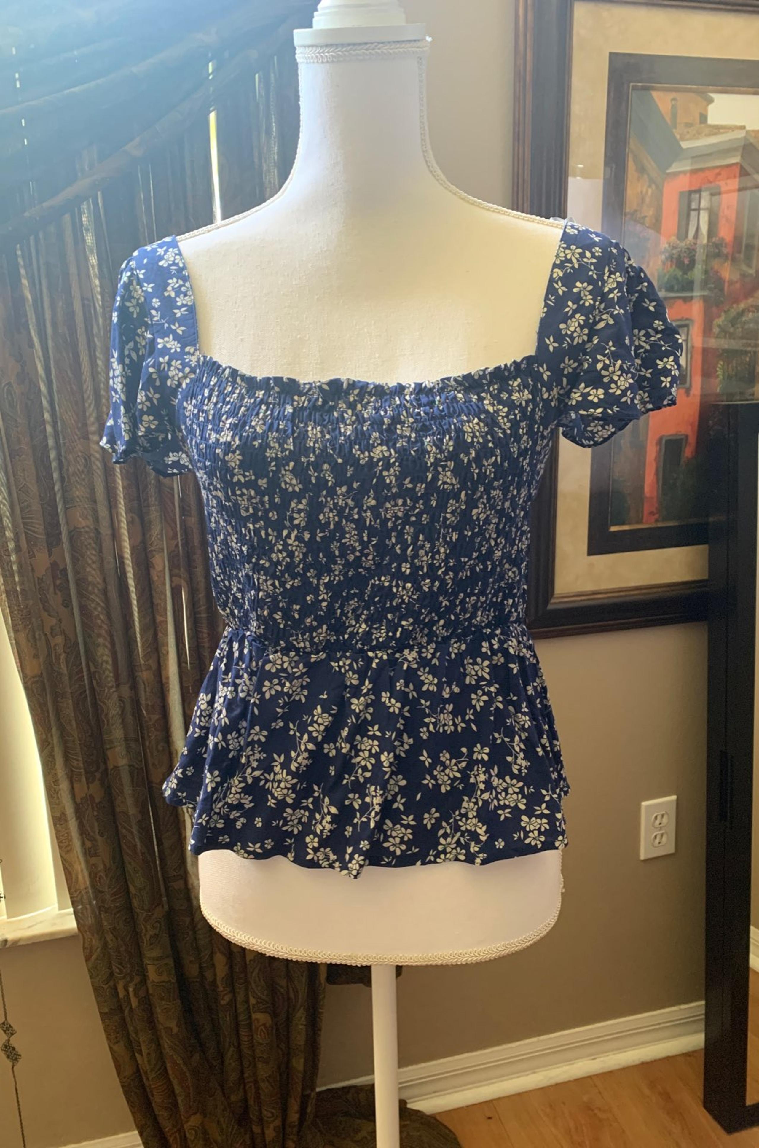 Francescas blue floral peplum top