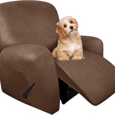 Leather Like Recliner Chair Covers 4 Pieces Brown