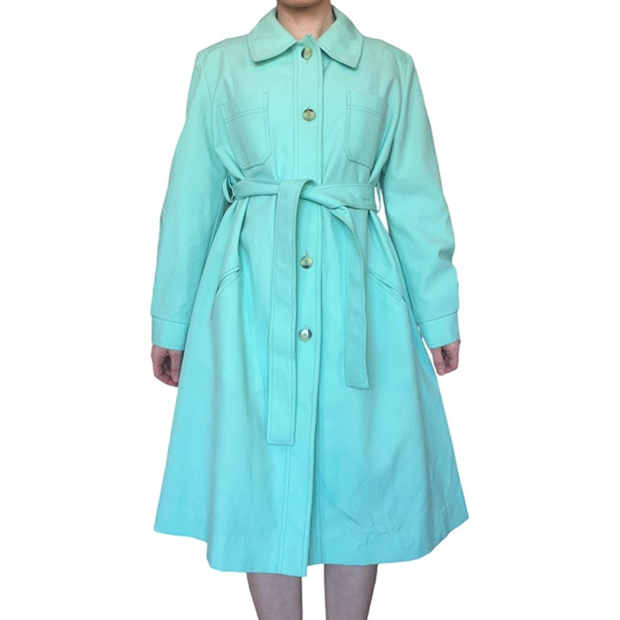 Vintage 1960s London Fog Maincoat Day-Glo Aqua Blue Raincoat Princess Coat S/M