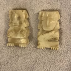 VINTAGE BOOKENDS TIKI MARBLE AZTEC STONE