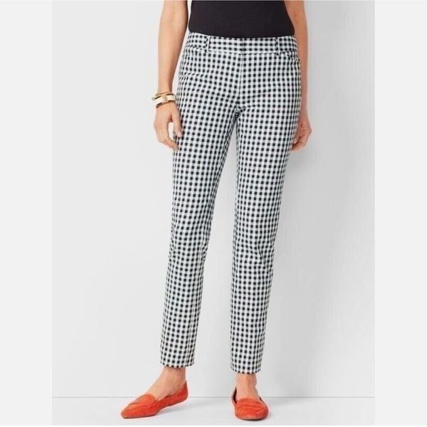 Talbots Hampshire Black Gingham Check Tapered Slacks