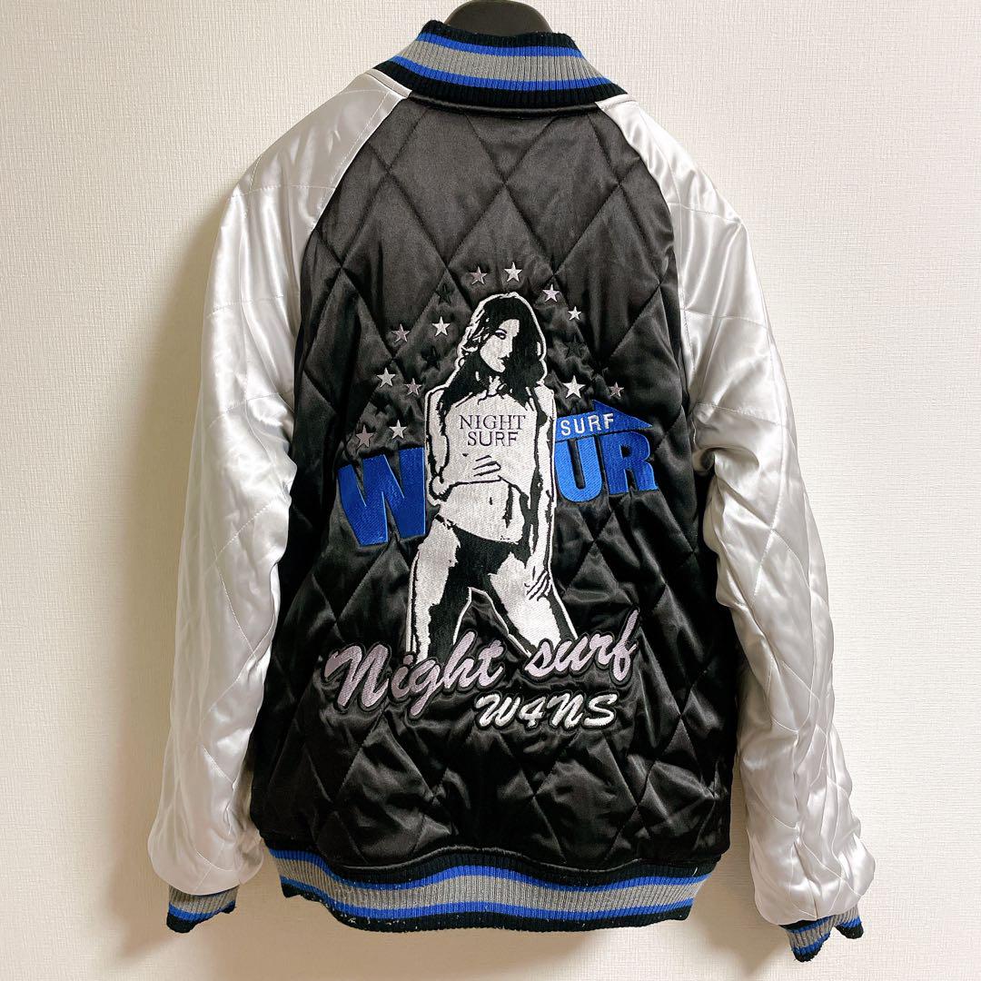 Wfour Night Surf Velour Souvenirs Jacket Reversible Padded Embroidered
