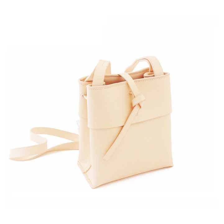 Ladies Fashion Simply Knotted Apricot PU Handbag Wzx1150