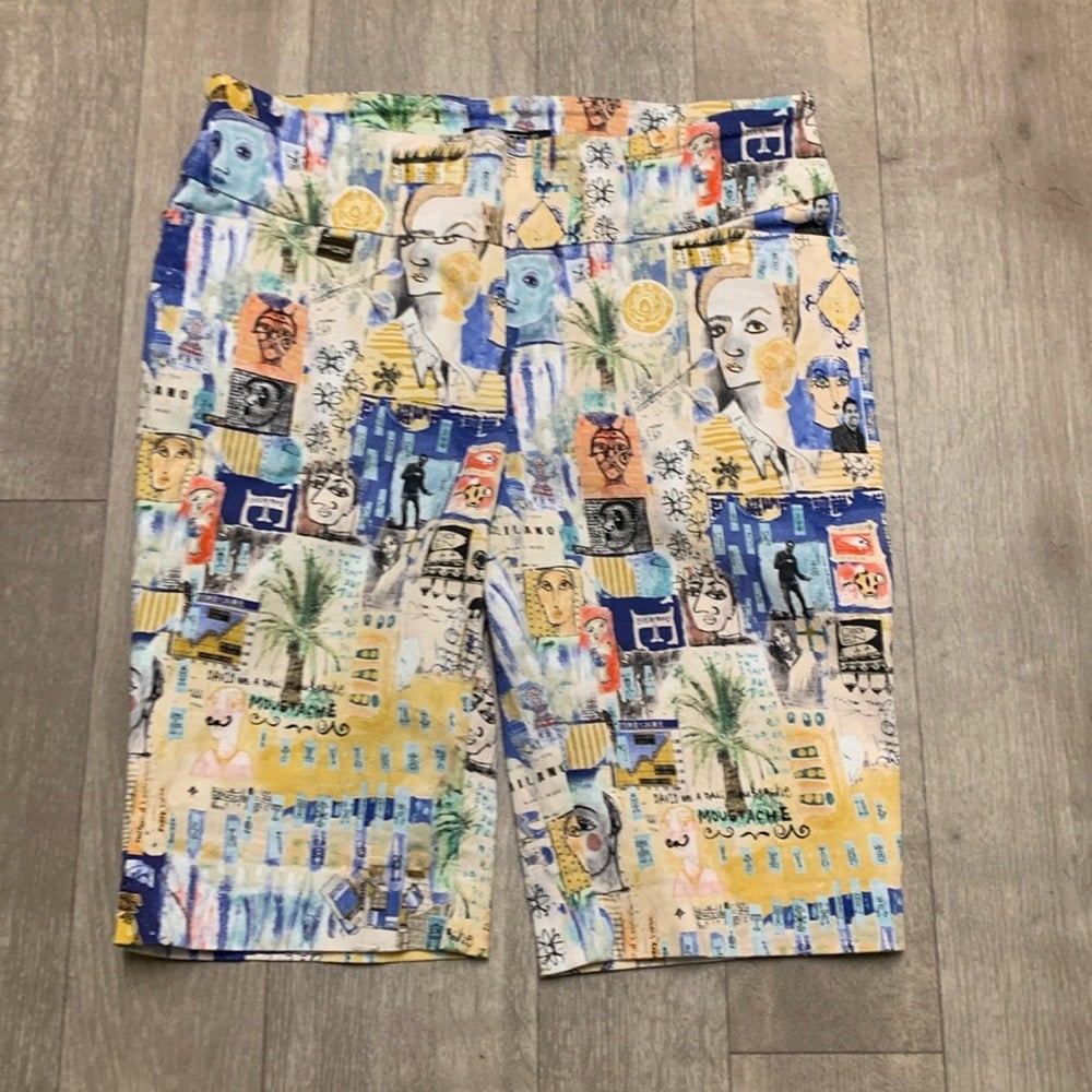 Womens Lisette Golf All Print Stretch Bermuda Pull On Shorts