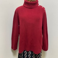 Women Ralph Lauren Burgundy Turtleneck Shawl Collar Sweater Size Large