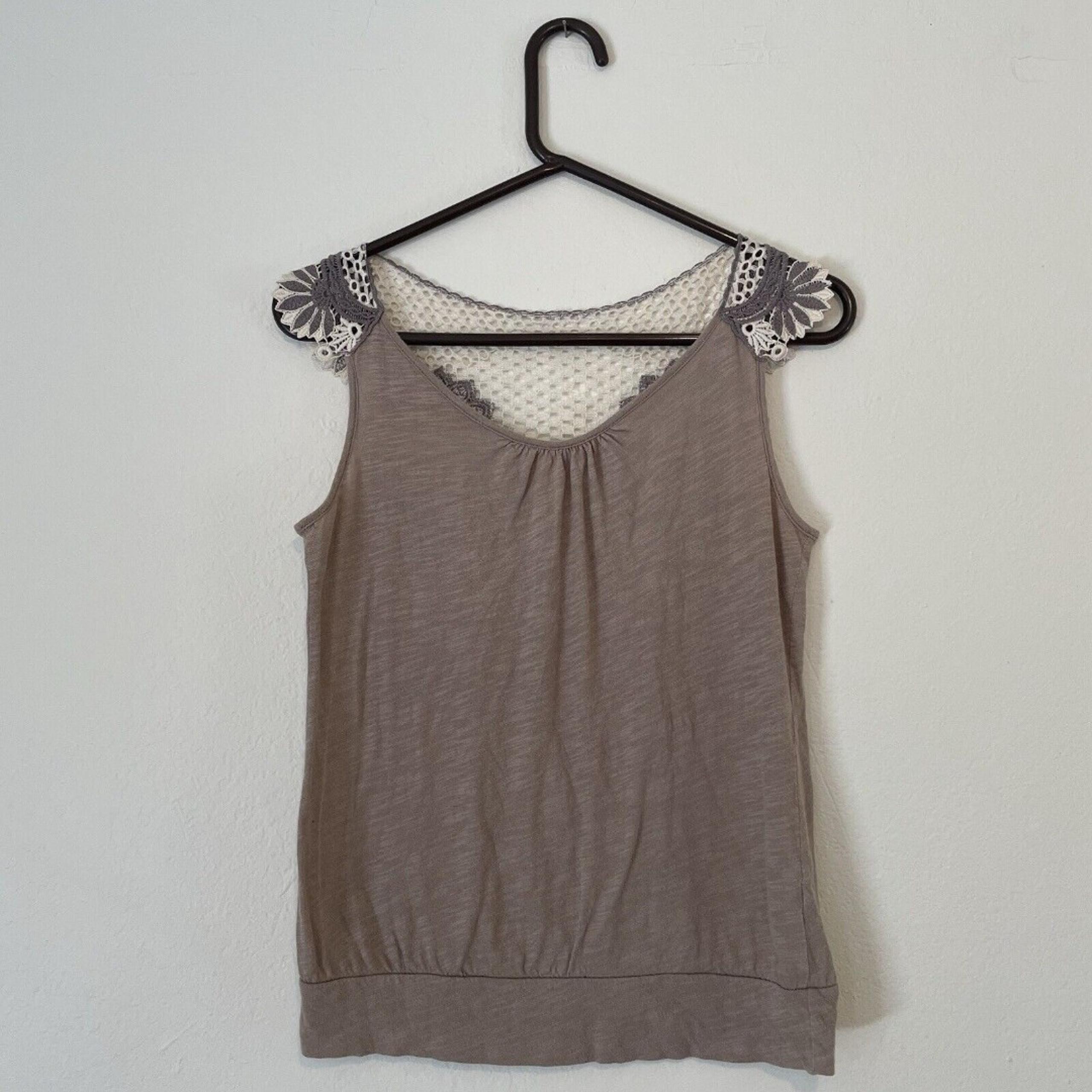 Robin K Women’s size MEDIUM Sleeveless Lacey Tank Top Festival Knit Crochet