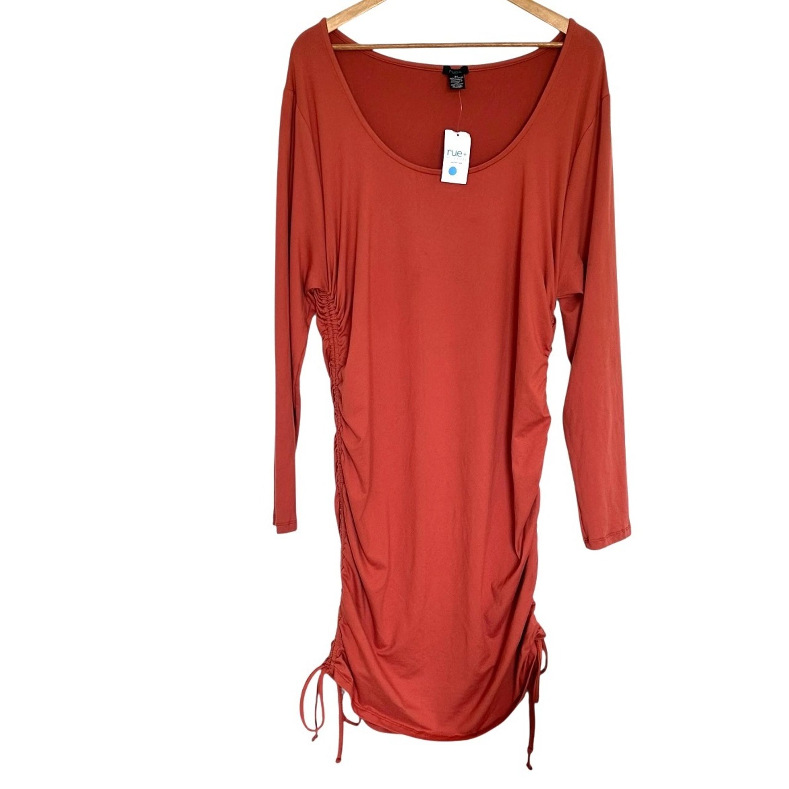 NWT Rue+ Dress Women's 3X Midi Bodycon Long Sleeve Pullover Solid Stretch