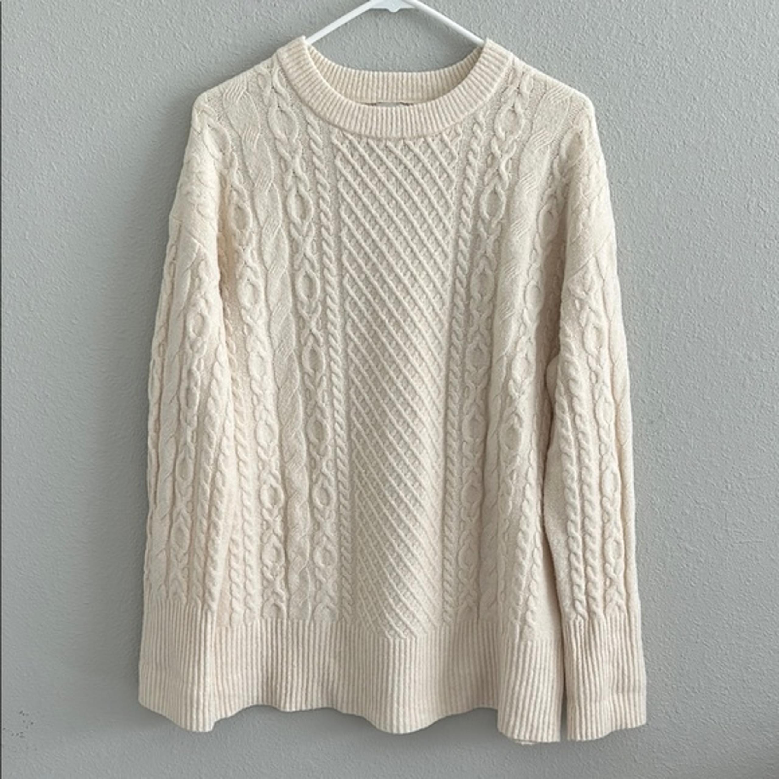 Women's Crewneck Tunic Pullover Sweater - A New Day Cream