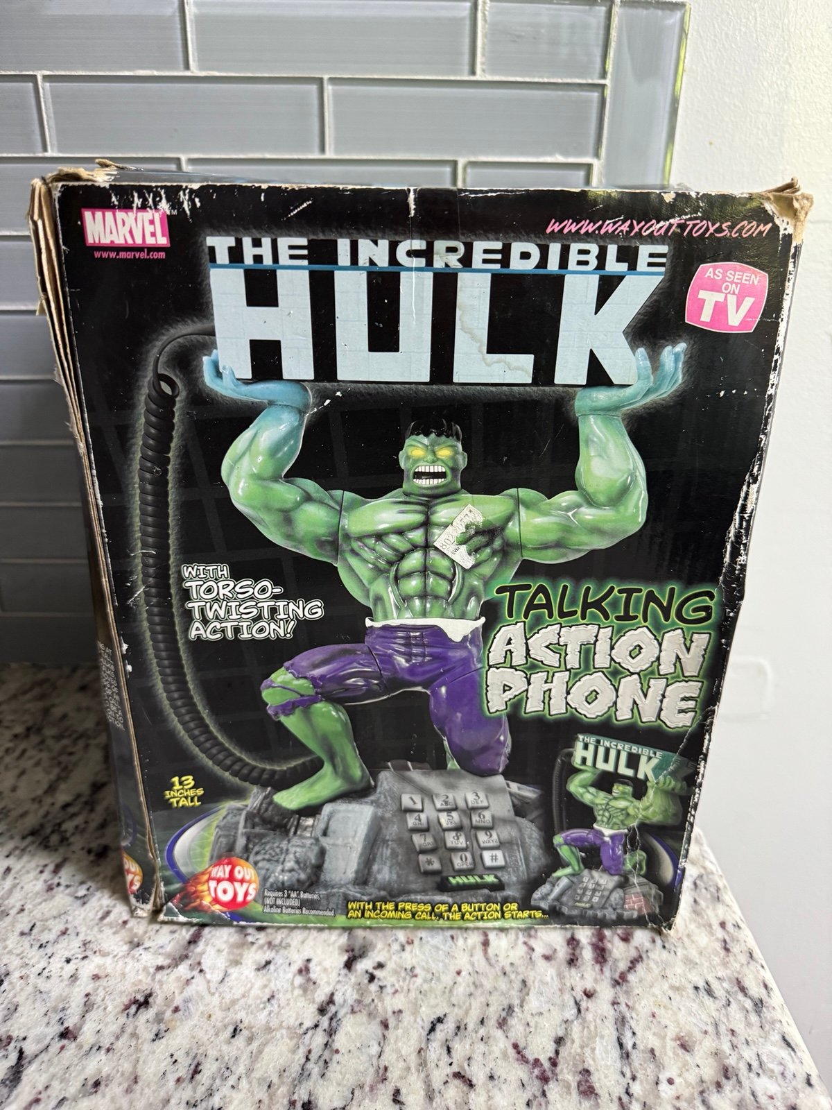 New Open Box VTG 2003 Marvel Super Heroes Incredible Hulk Talking Telephone