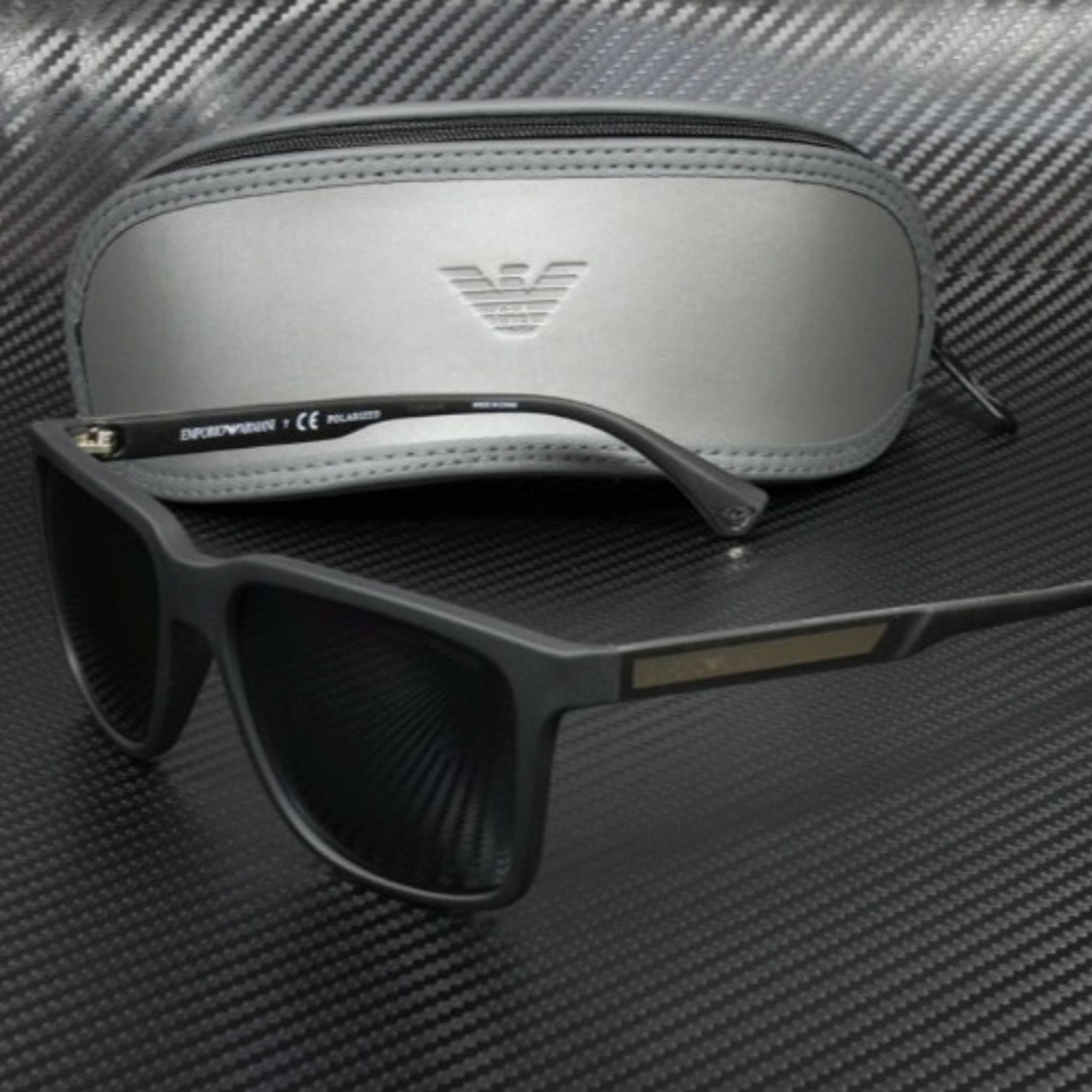 Emporio Armani Men's Black and Grey Rubber 56mm Sunglasses!