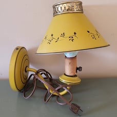 Mid Century Metal Toleware Golden Mustard Yellow Wall Sconce Lamp