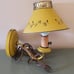 Mid Century Metal Toleware Golden Mustard Yellow Wall Sconce Lamp
