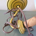 Mid Century Metal Toleware Golden Mustard Yellow Wall Sconce Lamp