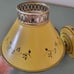 Mid Century Metal Toleware Golden Mustard Yellow Wall Sconce Lamp