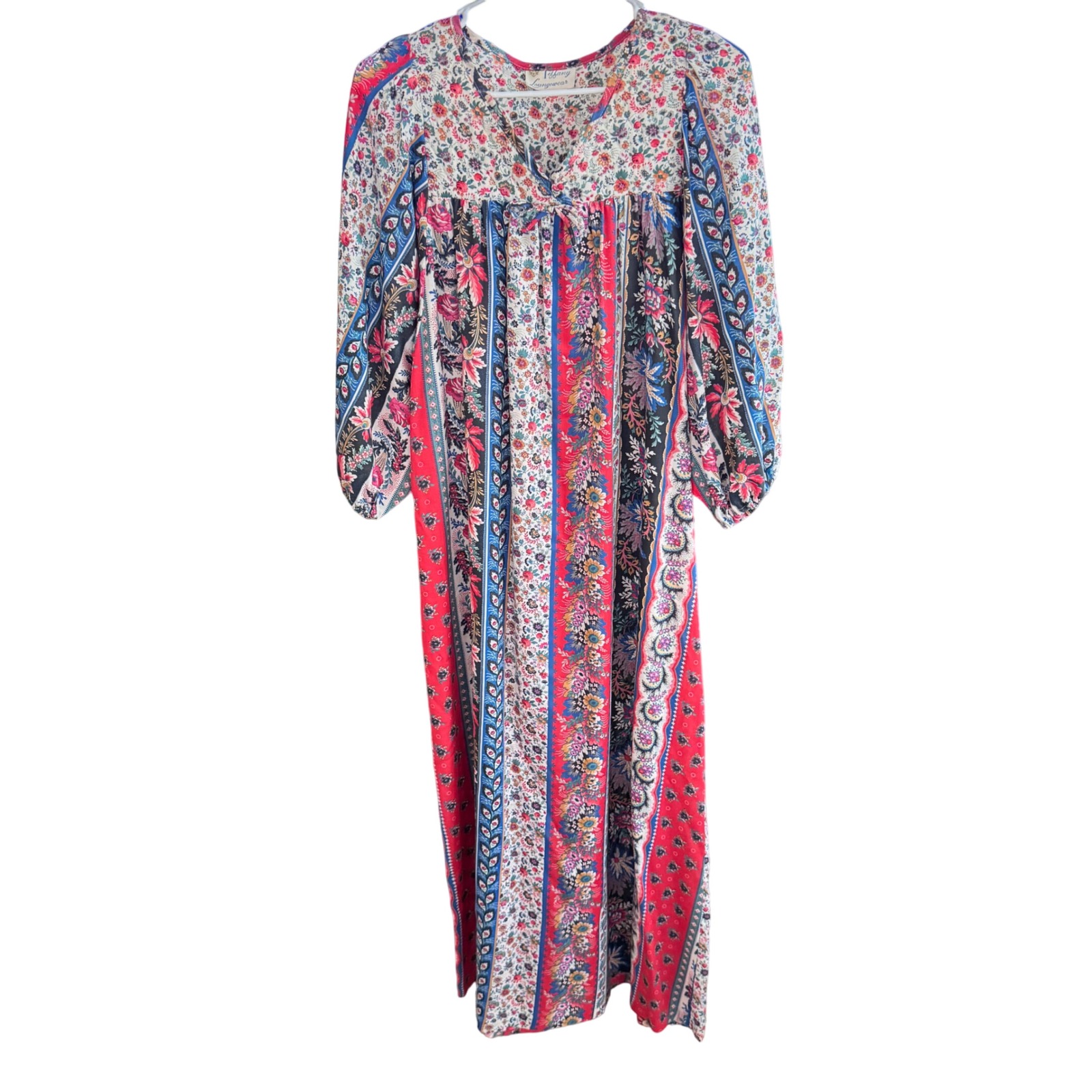 Tiffany Loungewear Vintage Long Boho EUC Med Women's 3/4 Wide Sleeves 1970's