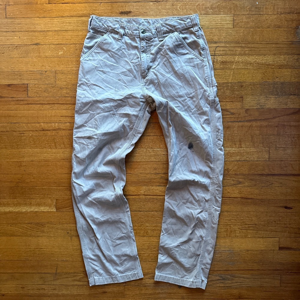 Carhartt Carpenter Pants Workwear Utility Canvas Beige Size 34x32
