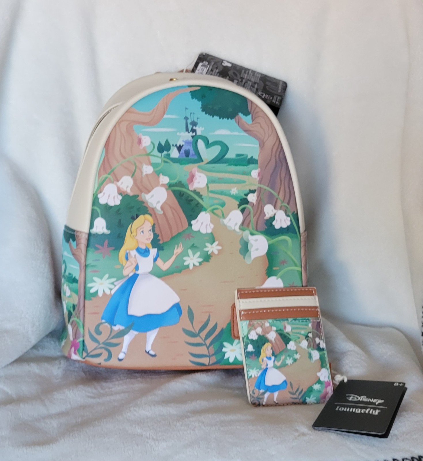Loungefly Disney Alice in Wonderland walkway backpack and cardholder
