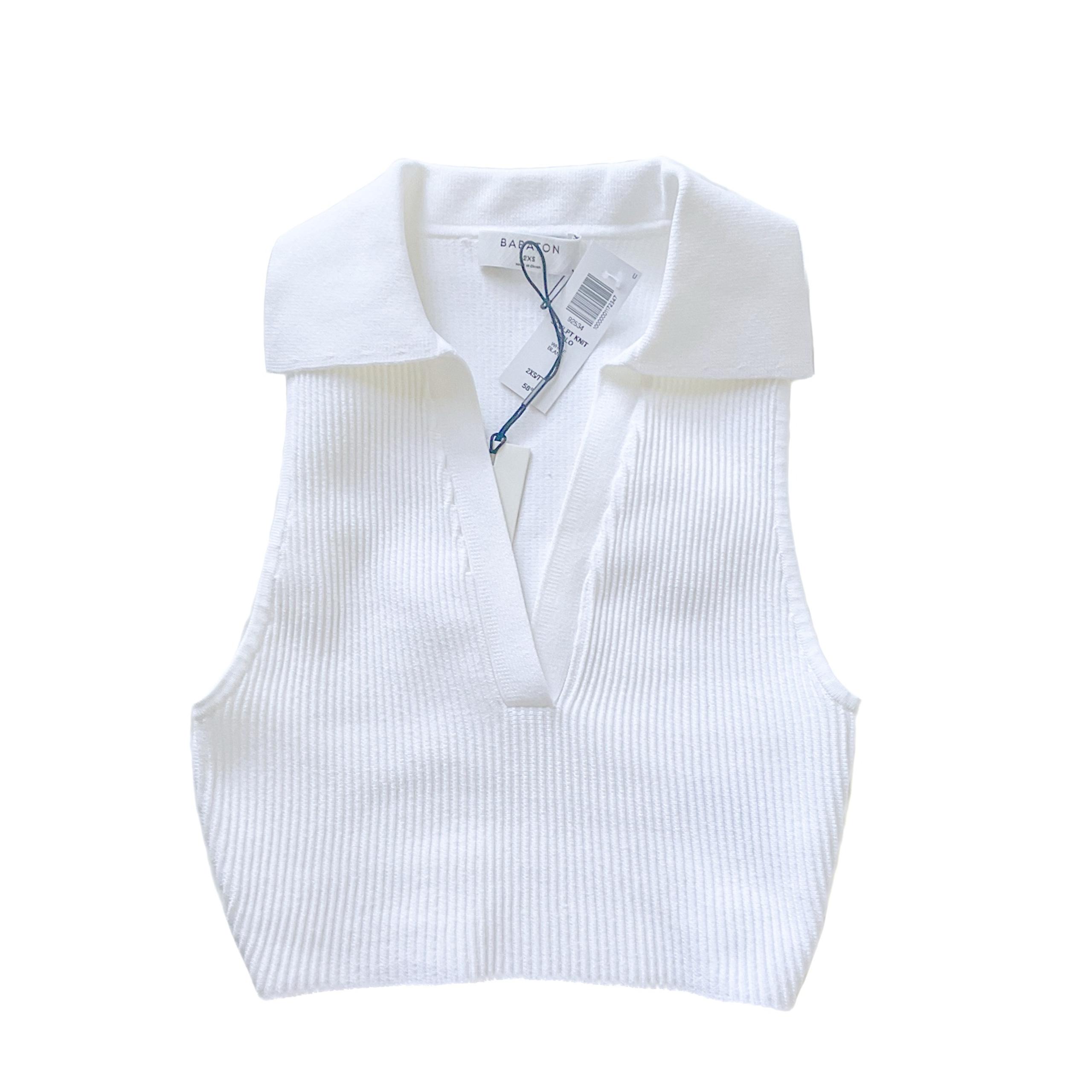 Aritzia Sculpt Polo Knit Top White — 2XS